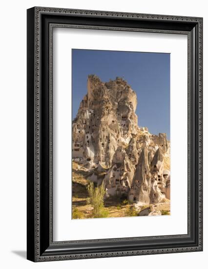 The Town of Orchisar, Showing the Old Tunneled Houses Dug into the Volcanic Rock, Cappadocia-David Clapp-Framed Photographic Print