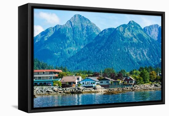 The town of Sitka & the spectacular mountains of Baranof Island, Southeast Alaska-Mark A Johnson-Framed Premier Image Canvas