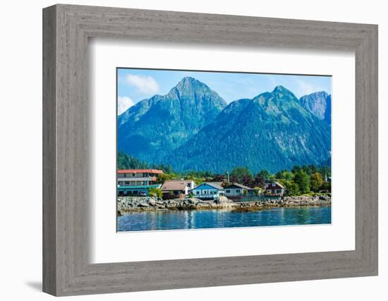 The town of Sitka & the spectacular mountains of Baranof Island, Southeast Alaska-Mark A Johnson-Framed Photographic Print