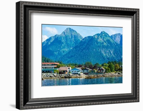 The town of Sitka & the spectacular mountains of Baranof Island, Southeast Alaska-Mark A Johnson-Framed Photographic Print