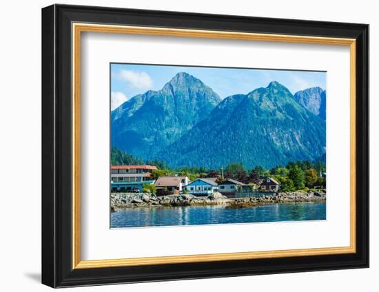 The town of Sitka & the spectacular mountains of Baranof Island, Southeast Alaska-Mark A Johnson-Framed Photographic Print