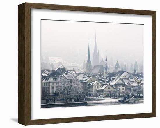 The Town of Zug on a Misty Winter's Day, Switzerland, Europe-John Woodworth-Framed Photographic Print