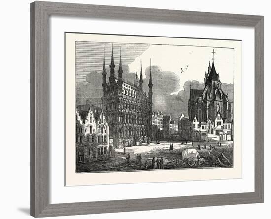 The Townhall and Church of St. Peter, Louvain, Belgium-null-Framed Giclee Print