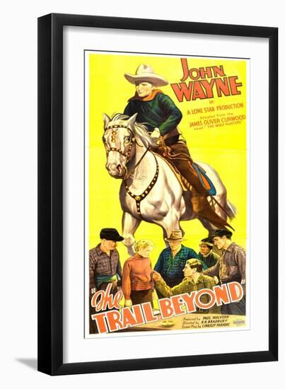 THE TRAIL BEYOND, top: John Wayne, bottom second from left: Verna Hillie, 1934.-null-Framed Art Print