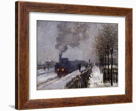 The Train in the Snow by Claude Monet-null-Framed Giclee Print