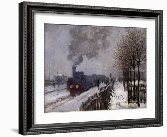 The Train in the Snow by Claude Monet-null-Framed Giclee Print