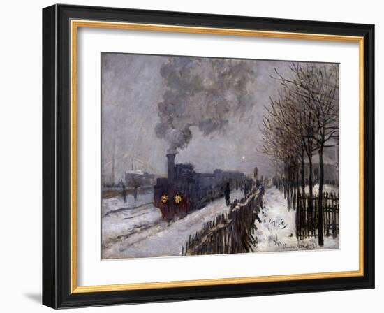 The Train in the Snow by Claude Monet-null-Framed Giclee Print