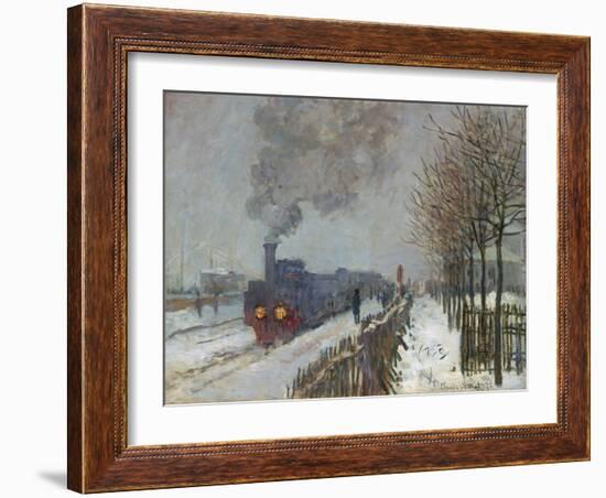 The Train in the Snow (Or: the Locomotive) 1875-Claude Monet-Framed Giclee Print