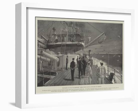 The Training of Naval War Messengers, Carrier Pigeons Leaving a Battle-Ship Off Plymouth-Fred T. Jane-Framed Giclee Print
