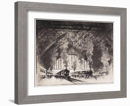The Trains That Come, and the Trains That Go, Pennsylvania Railroad, Philadelphia, 1919-Joseph Pennell-Framed Giclee Print