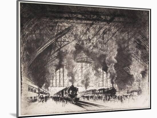 The Trains That Come, and the Trains That Go, Pennsylvania Railroad, Philadelphia, 1919-Joseph Pennell-Mounted Giclee Print