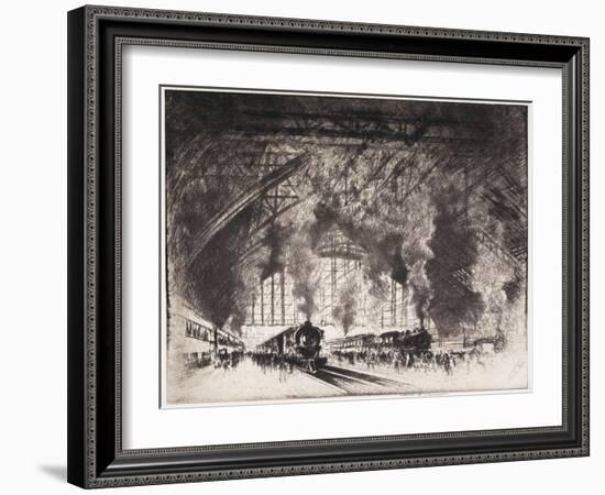 The Trains That Come, and the Trains That Go, Pennsylvania Railroad, Philadelphia, 1919-Joseph Pennell-Framed Giclee Print