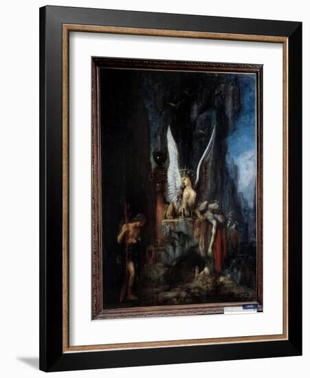 The Traveler or Oedipus Traveler or the Egalite before Death Oedipus in Front of the Sphinx. Painti-Gustave Moreau-Framed Giclee Print