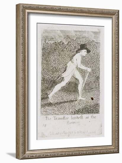 The Traveller Hasteth in the Evening, Plate 15 from 'For Children. the Gates of Paradise', 1793-William Blake-Framed Giclee Print