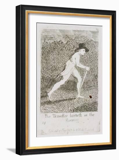 The Traveller Hasteth in the Evening, Plate 15 from 'For Children. the Gates of Paradise', 1793-William Blake-Framed Giclee Print