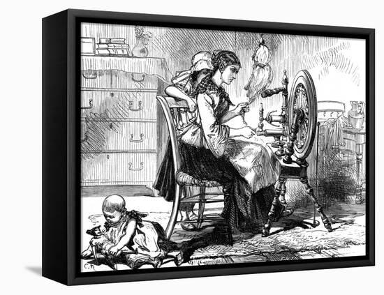 The Treadle Spinning Wheel, C1880-C R-Framed Premier Image Canvas