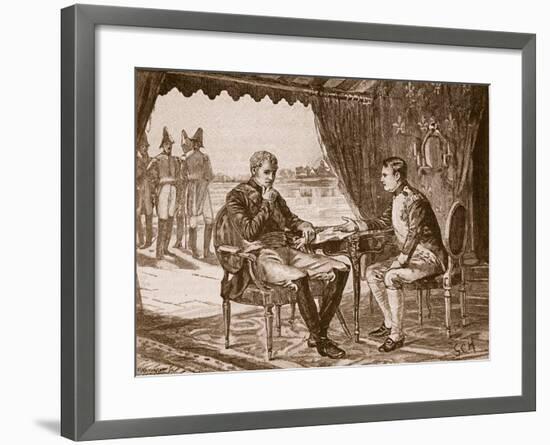 The Treaty of Tilsit, 1807, Illustration from 'Cassell's Illustrated History of England'-null-Framed Giclee Print