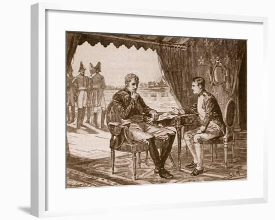 The Treaty of Tilsit, 1807, Illustration from 'Cassell's Illustrated History of England'-null-Framed Giclee Print