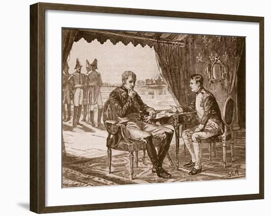 The Treaty of Tilsit, 1807, Illustration from 'Cassell's Illustrated History of England'-null-Framed Giclee Print