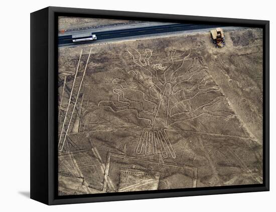 The Tree Geoglyph, aerial view, Nazca, UNESCO World Heritage Site, Ica Region, Peru, South America-Karol Kozlowski-Framed Premier Image Canvas