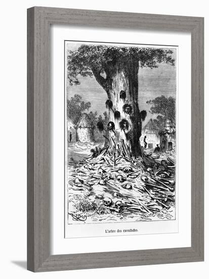 The Tree of Cannibals, Illustration from "Five Weeks in a Balloon" by Jules Verne Paris, Hetzel-Édouard Riou-Framed Giclee Print