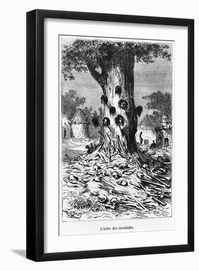 The Tree of Cannibals, Illustration from "Five Weeks in a Balloon" by Jules Verne Paris, Hetzel-Édouard Riou-Framed Giclee Print