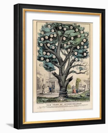 The Tree of Intemperance, Published by N. Currier, New York, 1849-Currier & Ives-Framed Giclee Print