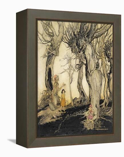 The Trees and the Axe, from 'Aesop's Fables', C.1912 (Pen & Ink with W/C on Paper)-Arthur Rackham-Framed Premier Image Canvas