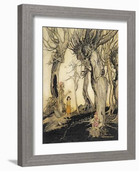 The Trees and the Axe, from 'Aesop's Fables', C.1912 (Pen & Ink with W/C on Paper)-Arthur Rackham-Framed Giclee Print