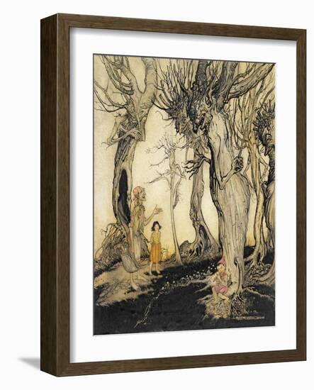 The Trees and the Axe, from 'Aesop's Fables', C.1912 (Pen & Ink with W/C on Paper)-Arthur Rackham-Framed Giclee Print