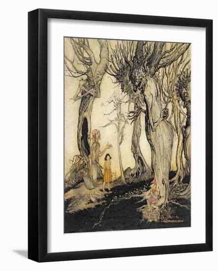 The Trees and the Axe, from 'Aesop's Fables', C.1912 (Pen & Ink with W/C on Paper)-Arthur Rackham-Framed Giclee Print