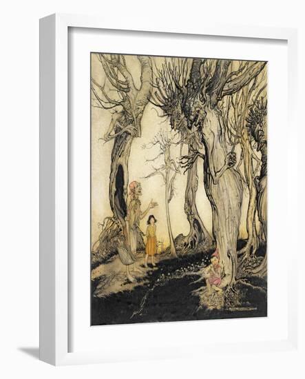 The Trees and the Axe, from 'Aesop's Fables', C.1912 (Pen & Ink with W/C on Paper)-Arthur Rackham-Framed Giclee Print