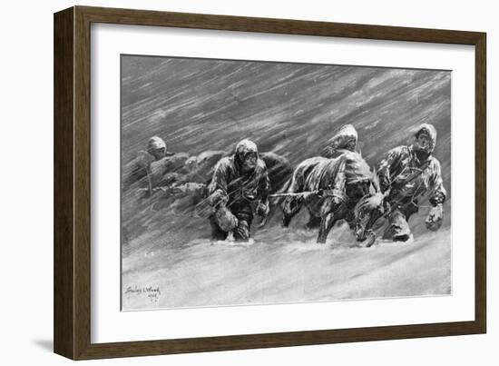 The Trek During the Snowstorm, 1909-Stanley L Wood-Framed Giclee Print