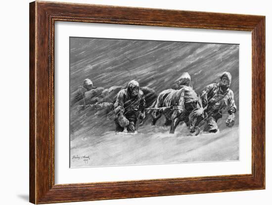 The Trek During the Snowstorm, 1909-Stanley L Wood-Framed Giclee Print