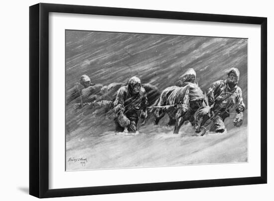 The Trek During the Snowstorm, 1909-Stanley L Wood-Framed Giclee Print