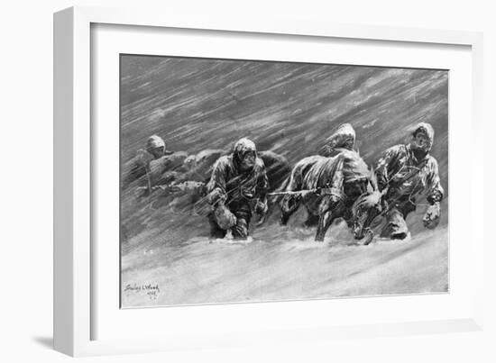The Trek During the Snowstorm, 1909-Stanley L Wood-Framed Giclee Print