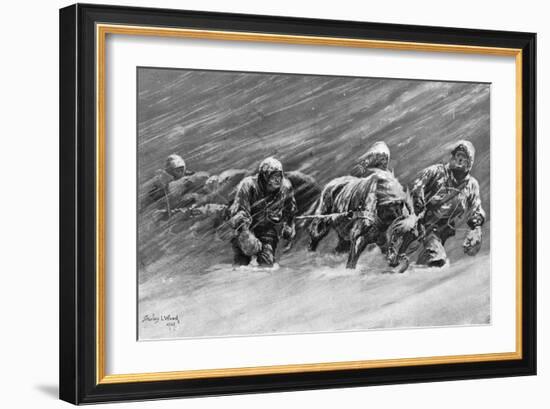 The Trek During the Snowstorm, 1909-Stanley L Wood-Framed Giclee Print