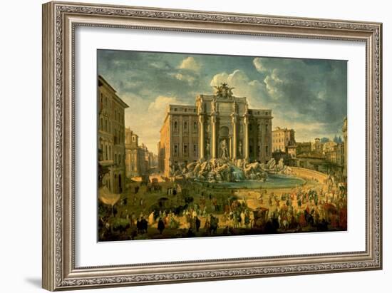 The Trevi Fountain In Rome 1753-56-Giovanni Paolo Pannini-Framed Art Print