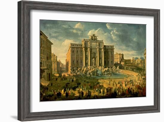 The Trevi Fountain In Rome 1753-56-Giovanni Paolo Pannini-Framed Art Print