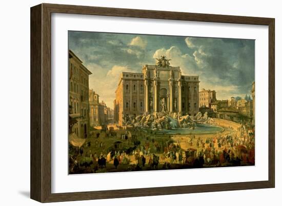 The Trevi Fountain In Rome 1753-56-Giovanni Paolo Pannini-Framed Art Print