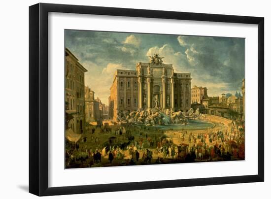 The Trevi Fountain In Rome 1753-56-Giovanni Paolo Pannini-Framed Art Print