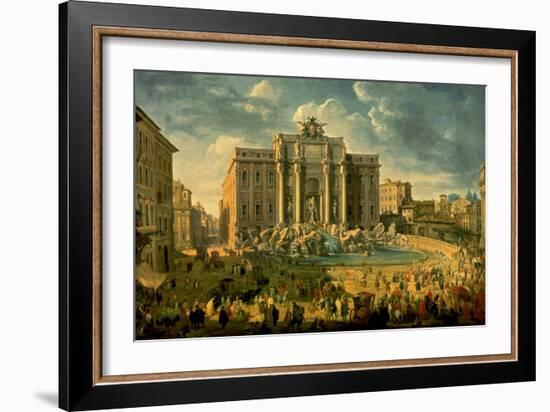 The Trevi Fountain In Rome 1753-56-Giovanni Paolo Pannini-Framed Art Print