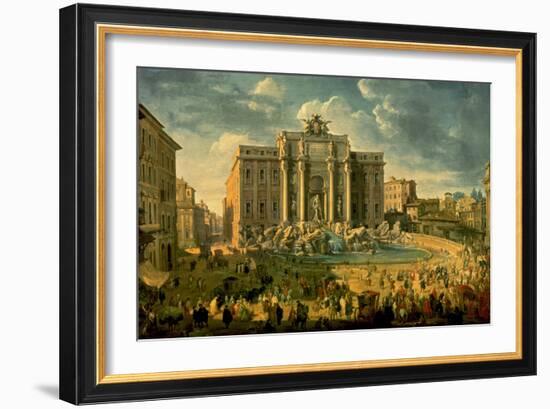 The Trevi Fountain In Rome 1753-56-Giovanni Paolo Pannini-Framed Art Print