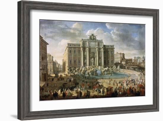 The Trevi Fountain in Rome (Pope Benidict XIV Visits the Trevi Fountain in Rom), 18th Century-Giovanni Paolo Panini-Framed Giclee Print