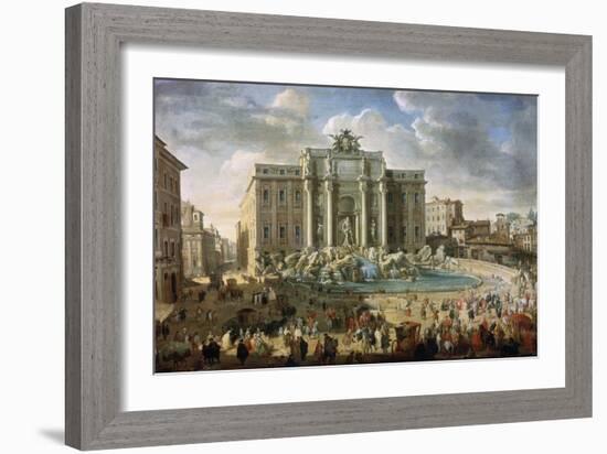 The Trevi Fountain in Rome (Pope Benidict XIV Visits the Trevi Fountain in Rom), 18th Century-Giovanni Paolo Panini-Framed Giclee Print