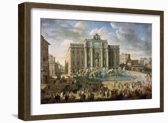 The Trevi Fountain in Rome (Pope Benidict XIV Visits the Trevi Fountain in Rom), 18th Century-Giovanni Paolo Panini-Framed Giclee Print