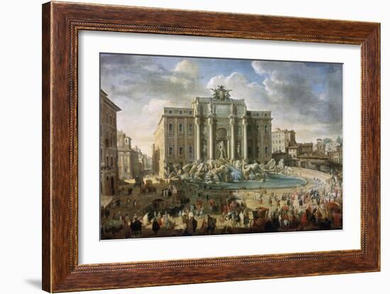 The Trevi Fountain in Rome (Pope Benidict XIV Visits the Trevi Fountain in Rom), 18th Century-Giovanni Paolo Panini-Framed Giclee Print