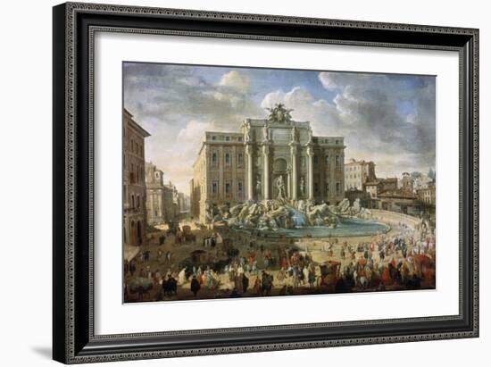The Trevi Fountain in Rome (Pope Benidict XIV Visits the Trevi Fountain in Rom), 18th Century-Giovanni Paolo Panini-Framed Giclee Print