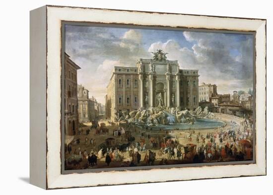 The Trevi Fountain in Rome (Pope Benidict XIV Visits the Trevi Fountain in Rom), 18th Century-Giovanni Paolo Panini-Framed Premier Image Canvas