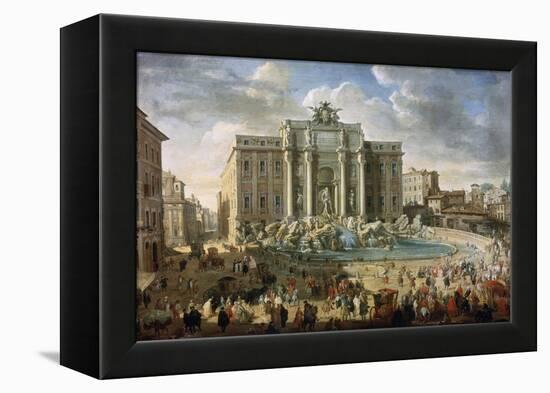 The Trevi Fountain in Rome (Pope Benidict XIV Visits the Trevi Fountain in Rom), 18th Century-Giovanni Paolo Panini-Framed Premier Image Canvas